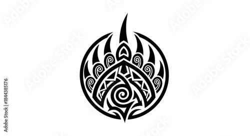 Tribal bear claw tattoo design featuring intricate patterns and bold black lines offering cultural