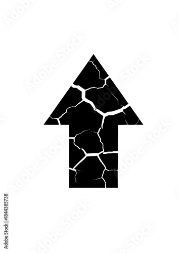 Terracotta Arrow Silhouette: Fractured Clay Texture and Earthen Absurdity Vector