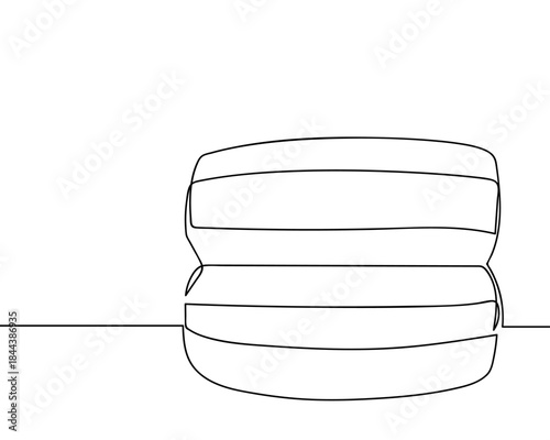 A single, continuous line car tire car repair shop. simple line art illustration. Editable stroke.