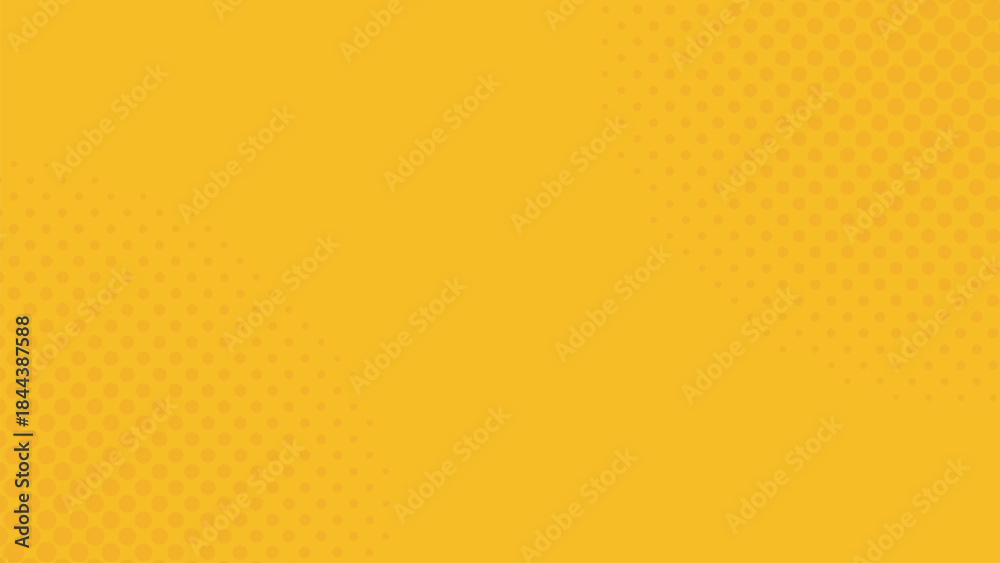 Fototapeta premium Bright yellow abstract background with halftone dots pattern, modern minimal illustration for posters, banners, presentations, web design, advertising layouts, pop art style texture backdrop
