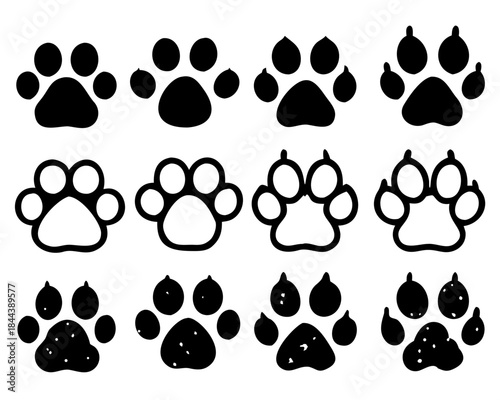 Dog or cat footprint vector icon illustration, animal paw print isolated on white background