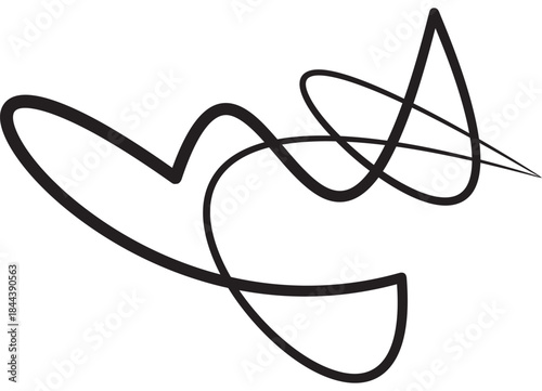 Abstract curved black line on white background. Design element for advertising, covers, posters. Vector background