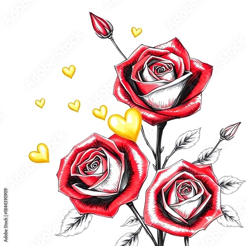 red rose on a white background