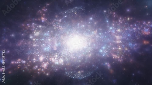 Stunning cosmic explosion with vibrant stars and galaxies in deep space