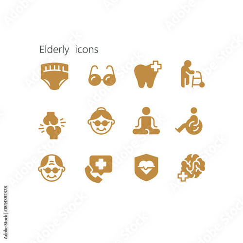 set of elderly vector icons , old people vector sign symbol