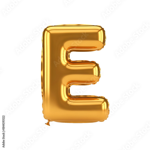 Wallpaper Mural Single golden foil balloon isolated against neutral backdrop, strong focus on symbolism of 'E' shape. Torontodigital.ca