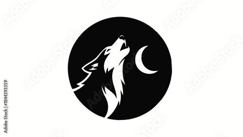 Wolf howling at the moon logo.