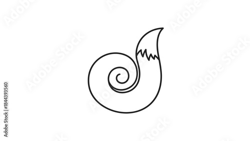 Simple Line Drawing of a Snail Shell.
