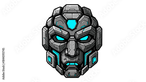 Futuristic Robot Head with Glowing Eyes.