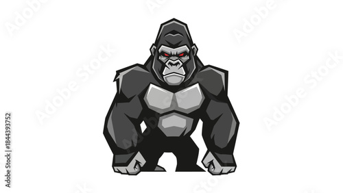 Gorilla in Exoskeleton Suit Standing Strong.