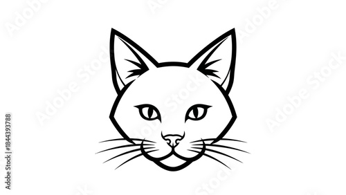 Simple Black and White Cat Illustration.