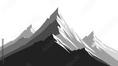 Black and White Mountain Peaks Illustration.