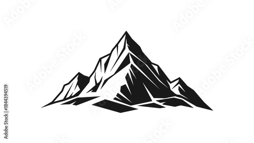 Black and White Mountain Illustration Design.