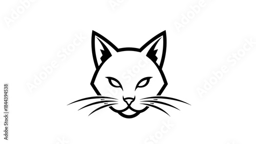 Simple Black and White Cat Illustration.