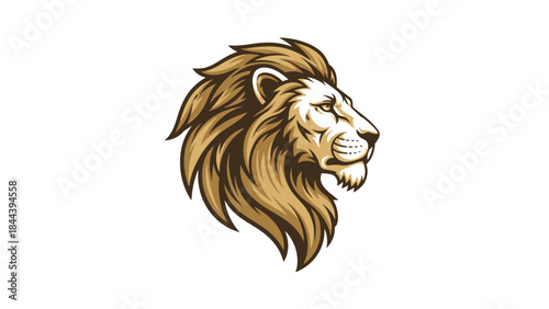 Lion Head Illustration with Golden Mane.