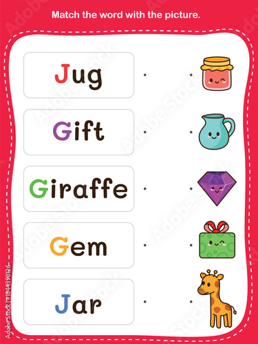 Match the word with the picture. Fun and Educational Worksheet for Preschool and Kindergarten Activities.