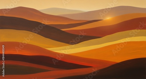 Serene Desert Landscape - A Minimalist Depiction of Rolling Dunes.