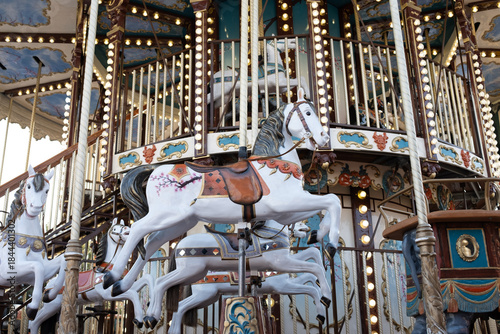 Quadro su tela A beautiful vintage double-decker merry-go-round