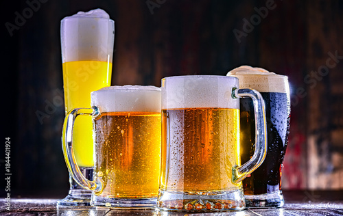 Glasses with different sorts of beer