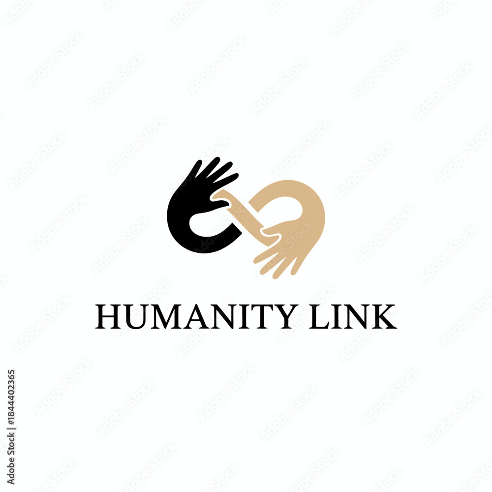 Fototapeta premium Abstract Intertwined Hands Infinity Humanity Link Logo