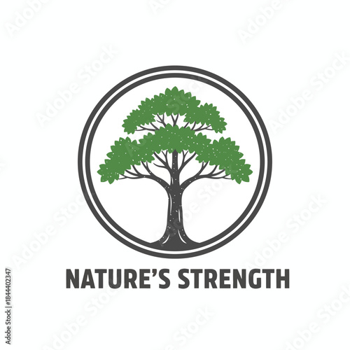 Vintage Tree in Circle Nature's Strength Badge Logo