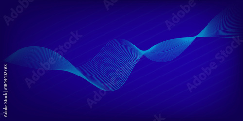 Blue abstract wave background with copy space.and Abstract Waving Line Particle Technology Background