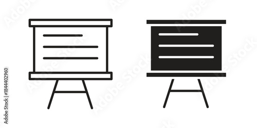Presentation icon flat and stroke collection for ui ux work.