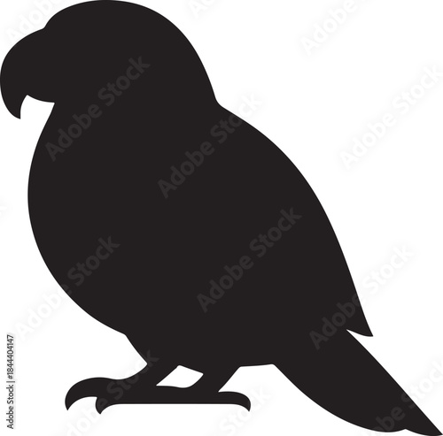 Parakeet Parrot Silhouette Icon – Minimal Black Bird Vector Illustration
