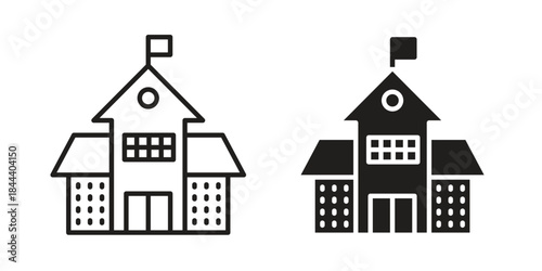 school icon flat and stroke collection for ui ux work.