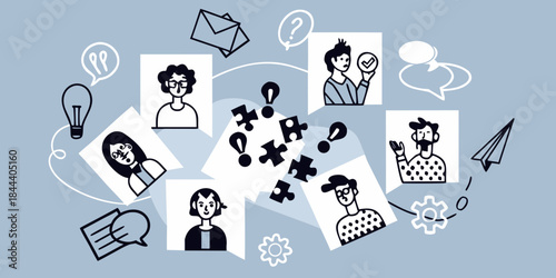 Creative ideas and diverse portraits in a conceptual illustrative design