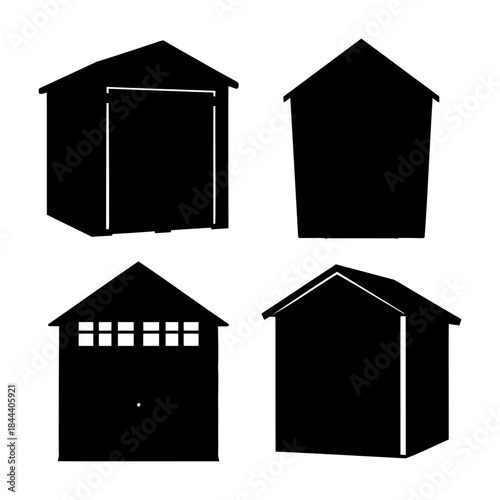 Storage shed silhouettes vector collection for architectural design