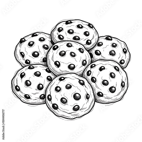 Delicious Chocolate Chip Cookies - A Sweet Treat Illustration.
