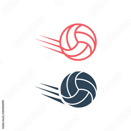 Volleyball icons set logo template design illustration
