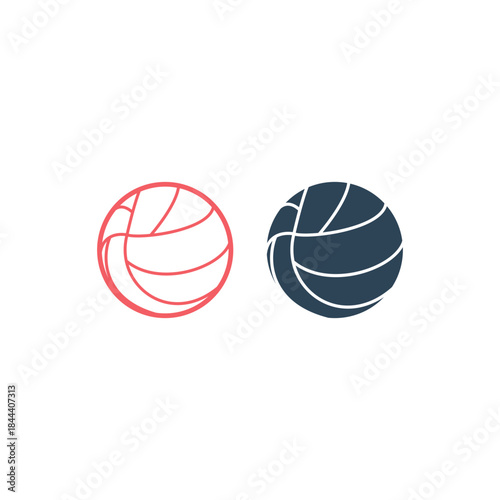 Volleyball icons set logo template design illustration
