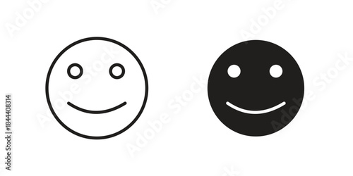 Smile wink icon set. Outline symbol editable.