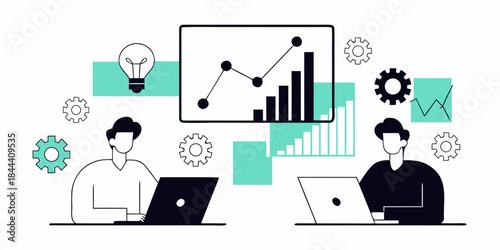 Team collaboration and data analysis with modern technology and innovative ideas