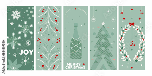 Festive christmas patterns a set of vertical banners with holiday designs