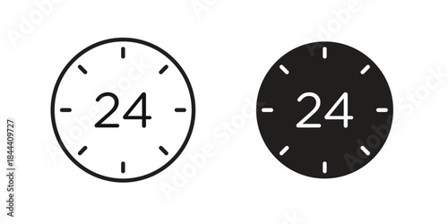 Time twenty four icon set. Outline symbol editable.