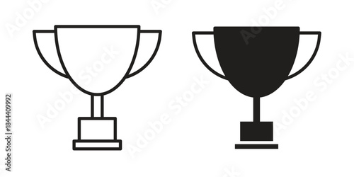 Trophy icon set. Outline symbol editable.