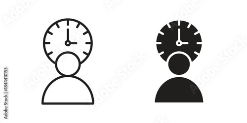 User time icon set. Outline symbol editable.