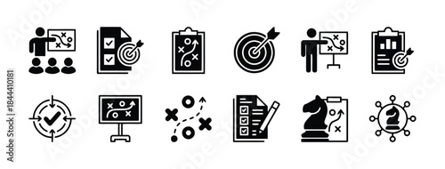 Effective strategic planning for business success with plan of action presentation and strategies vector illustration