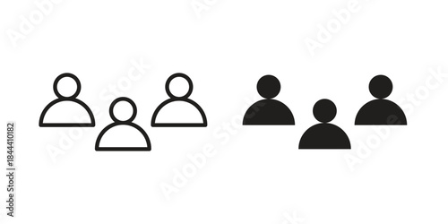 Users icon set. Outline symbol editable.