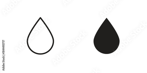 Water drop icon set. Outline symbol editable.