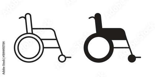 Wheelchair icon set. Outline symbol editable.