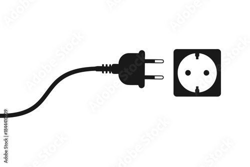 Electric plug socket outlet energy connection power cable appliance electricity domestic supply electrical current vector illustration