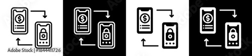 Secure Transfer Icon Set In Black And White Filled Style Collection