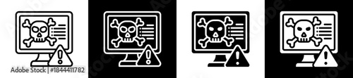 Malware Icon Set In Black And White Filled Style Collection