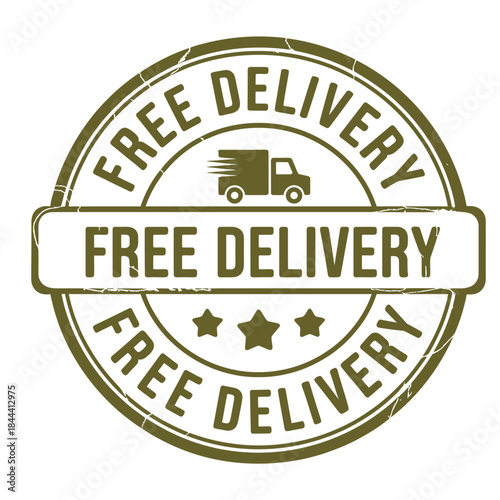 Free Delivery Service Shipping Stamp Badge (or Guaranteed Free Delivery Commercial Icon)