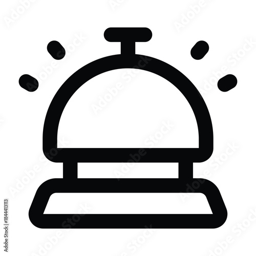 Minimal black line illustration of a desk bell with rounded stroke style. Suitable for service, hotel reception, notification concepts, user interfaces, and clean designs on light or transparent backg
