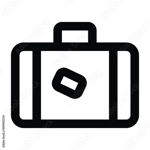 Clean outline illustration of a suitcase with black stroke style. Perfect for travel packing visuals, airport signage, tourism apps, and journey-related content on light backgrounds.